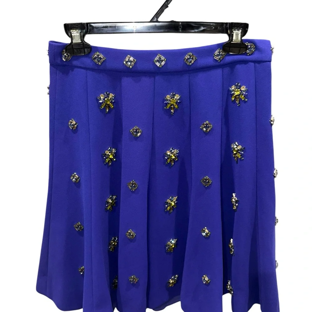 LN RARE J. Crew Collection Byzantine Purple Jeweled Cluster A-Line Skirt - 6